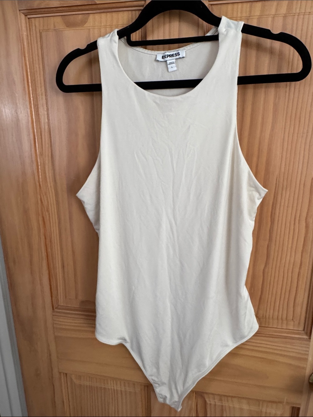 Express Cream Sleeveless Scoop Neck Bodysuit
